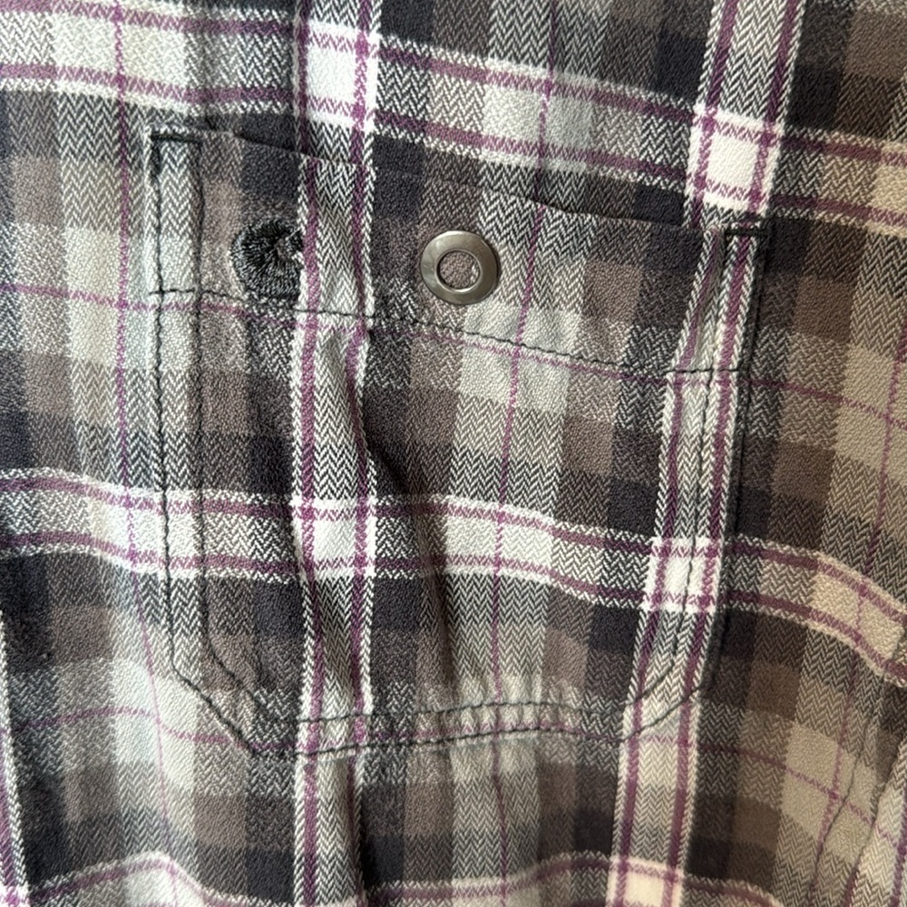 Carhartt Plaid Snap Button Up Hooded Sweatshirt Womens Med Grey Pink Long Sleeve - Picture 8 of 10